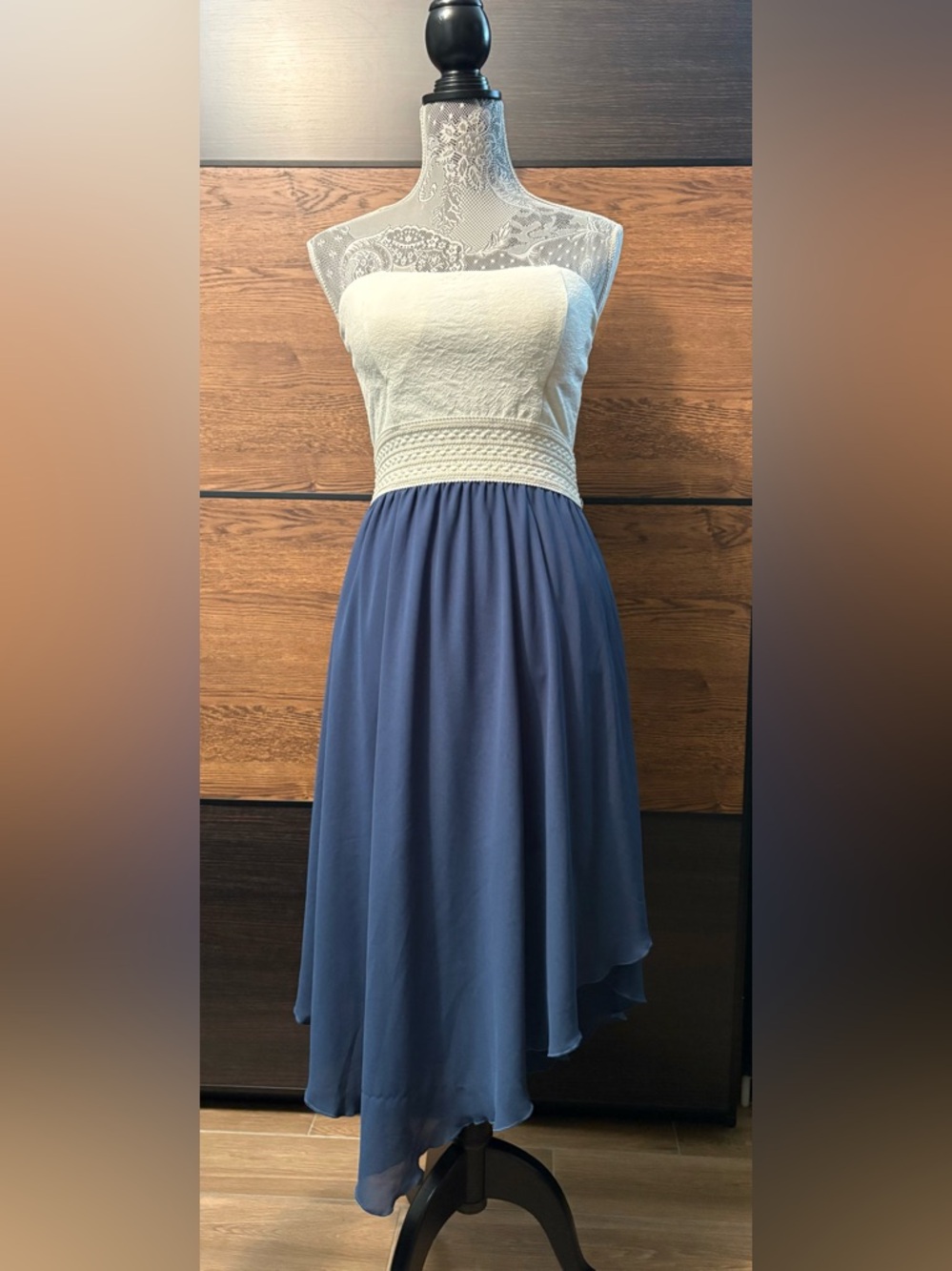 Urban Heritage Strapless White and Blue Dress